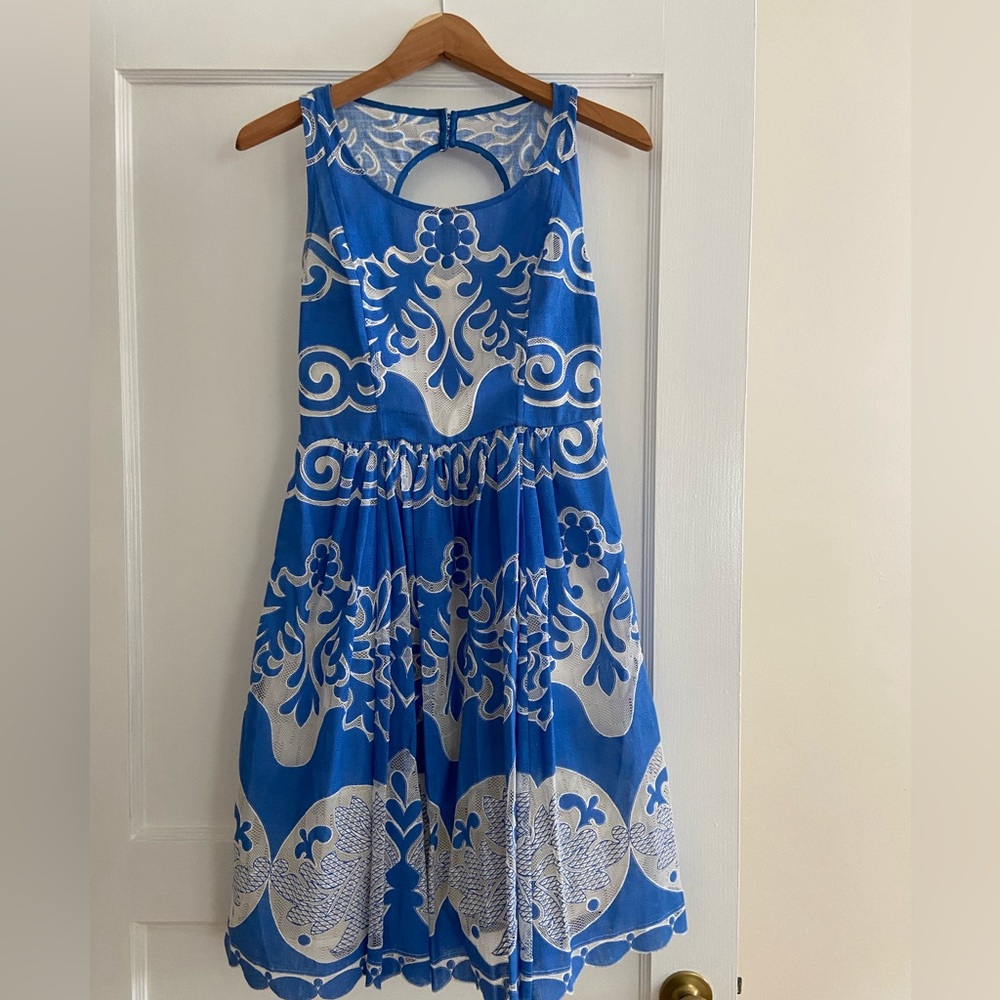 Adorable Tracy Reese blue and white summer sundress